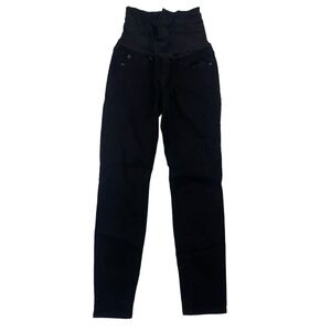 Gap Maternity True Skinny Leg Black Denim Jeans Full Belly Band Sz 27 Stretch